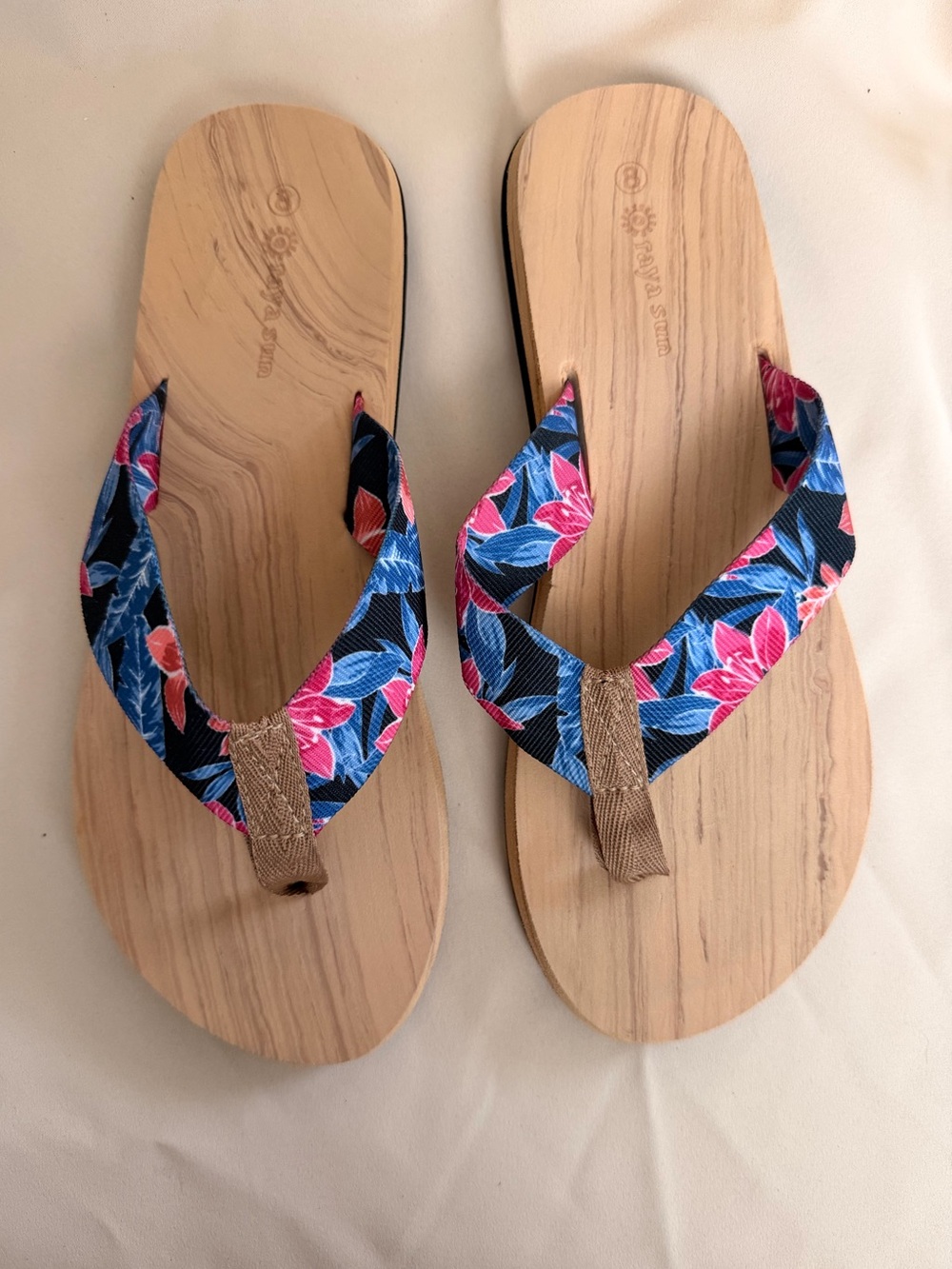 Raya Sun Floral Blue Pink Strap Women's Flip Flops